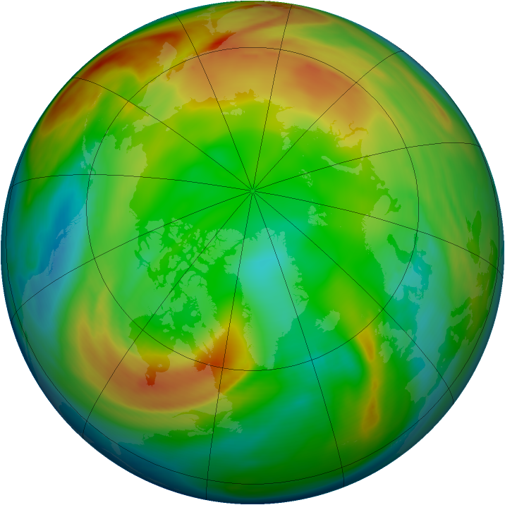 Arctic ozone map for 15 January 2005